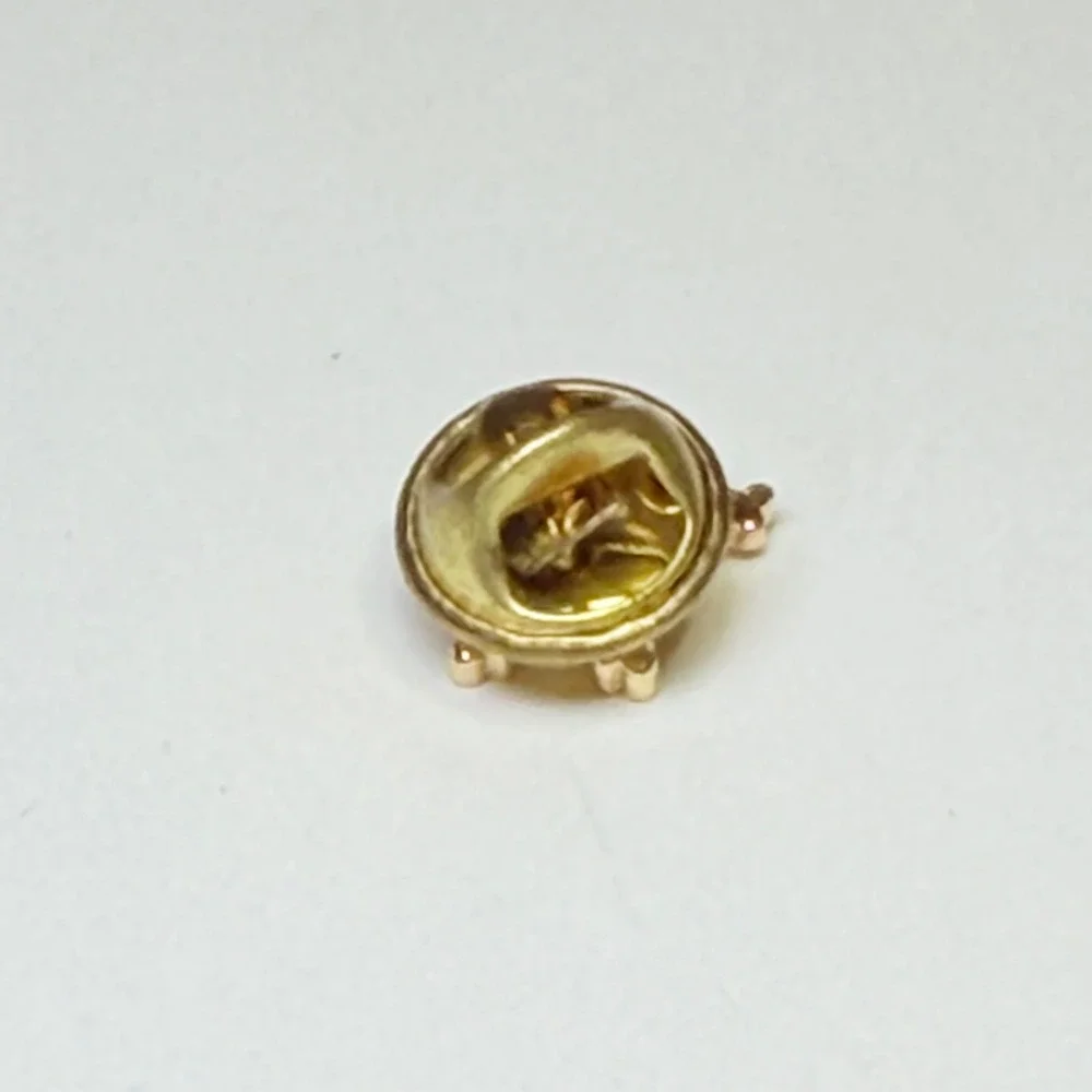 Gold Tone Cross Lapel Pin Blue Rhinestone Center Religious‎ Crucifix Tie Tack